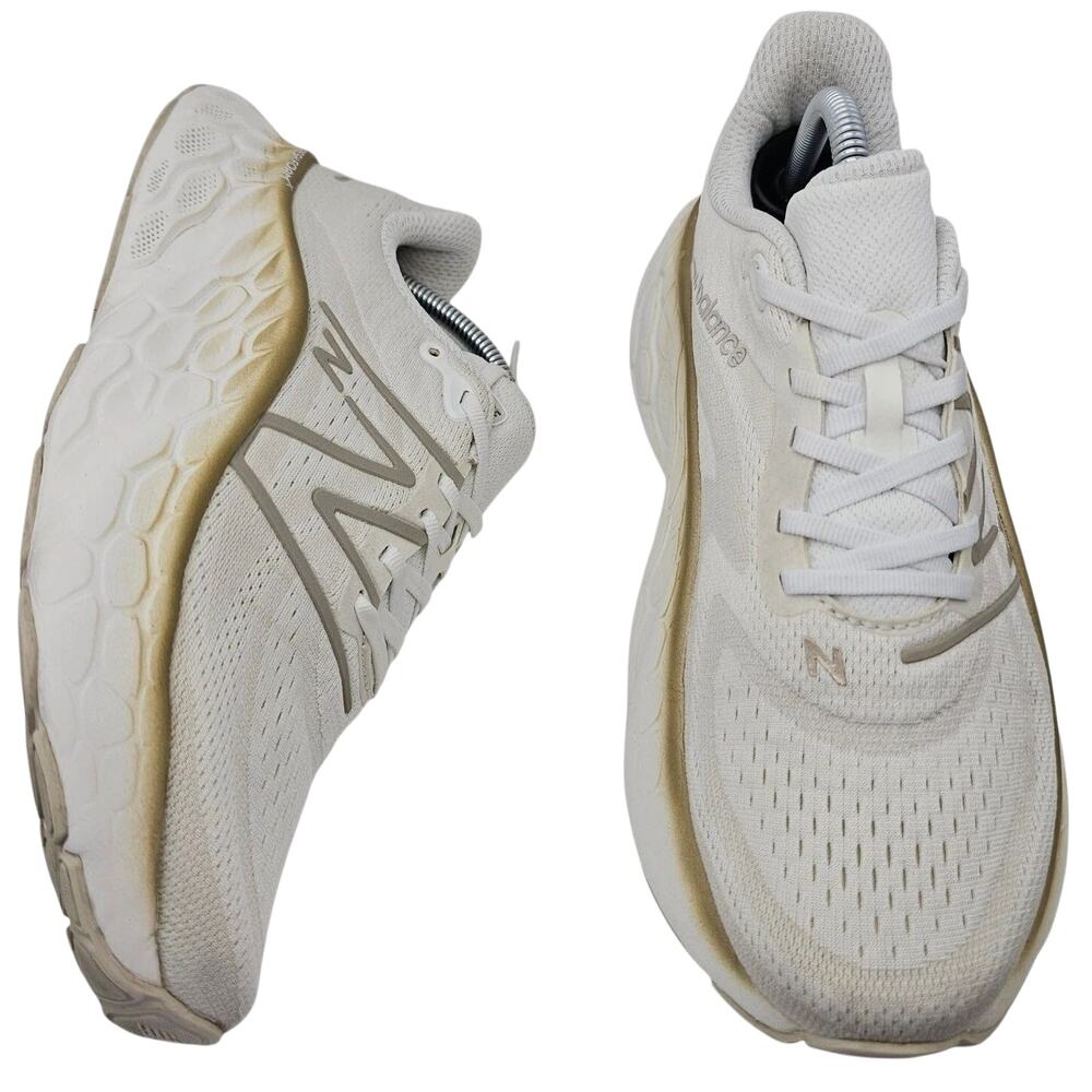 New Balance Fresh Foam X More v4 Womens 10.5 B White Gold Running Shoes Sneakers - Picture 2 of 12